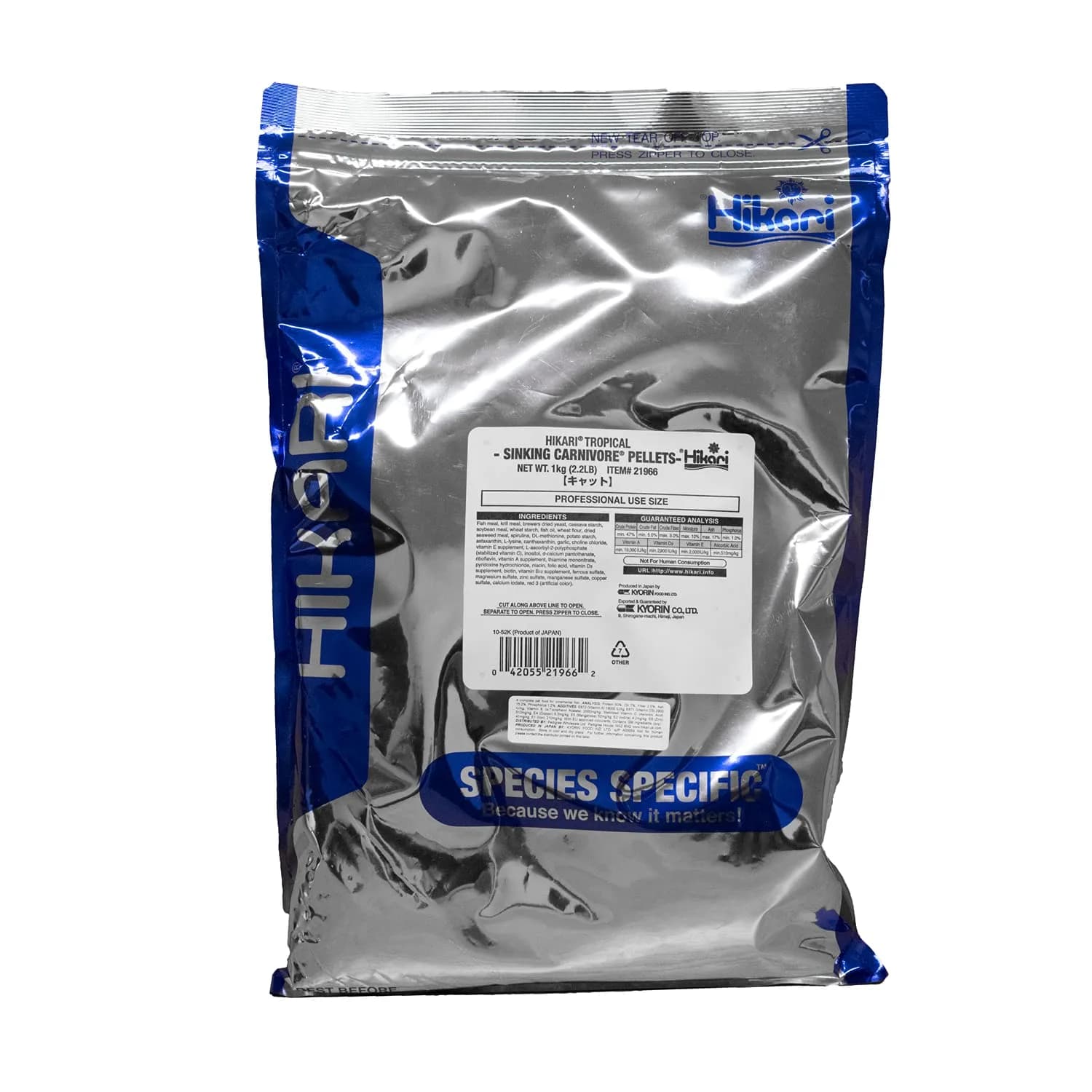 Hikari Tropical Sinking Carnivore Pellets 1 kg (2.2 lb) | Superior Color Enhancement for Freshwater Carnivores - main product image