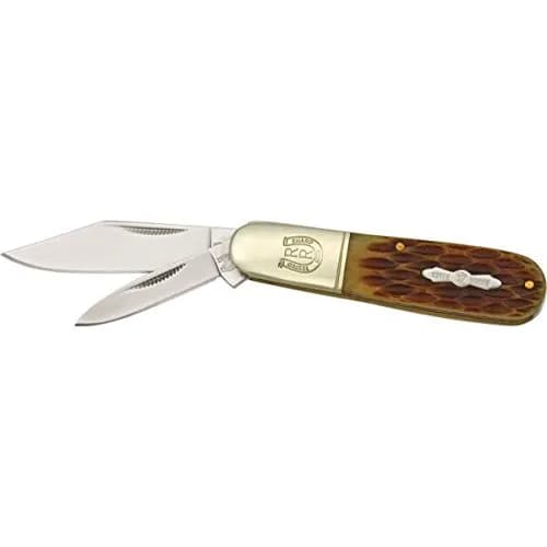 Rough Rider Barlow Folding Hunting Knife 3.3" Stainless Steel Blade | Amber Jigged Bone Handle (70-120 chars)