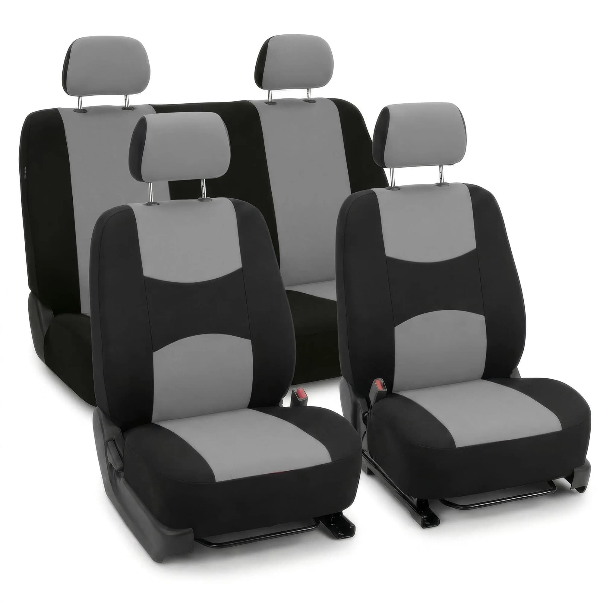 FH Group Gray Full Set Cloth Car Seat Covers | Universal Fit Automotive Seat Covers for SUV, Sedan, Van