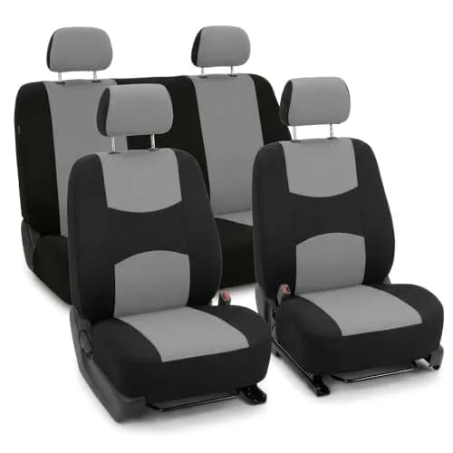 FH Group Gray Full Set Cloth Car Seat Covers | Universal Fit Automotive Seat Covers for SUV, Sedan, Van thumbnail 1