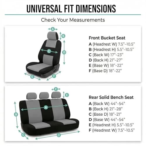 FH Group Gray Full Set Cloth Car Seat Covers | Universal Fit Automotive Seat Covers for SUV, Sedan, Van thumbnail 7