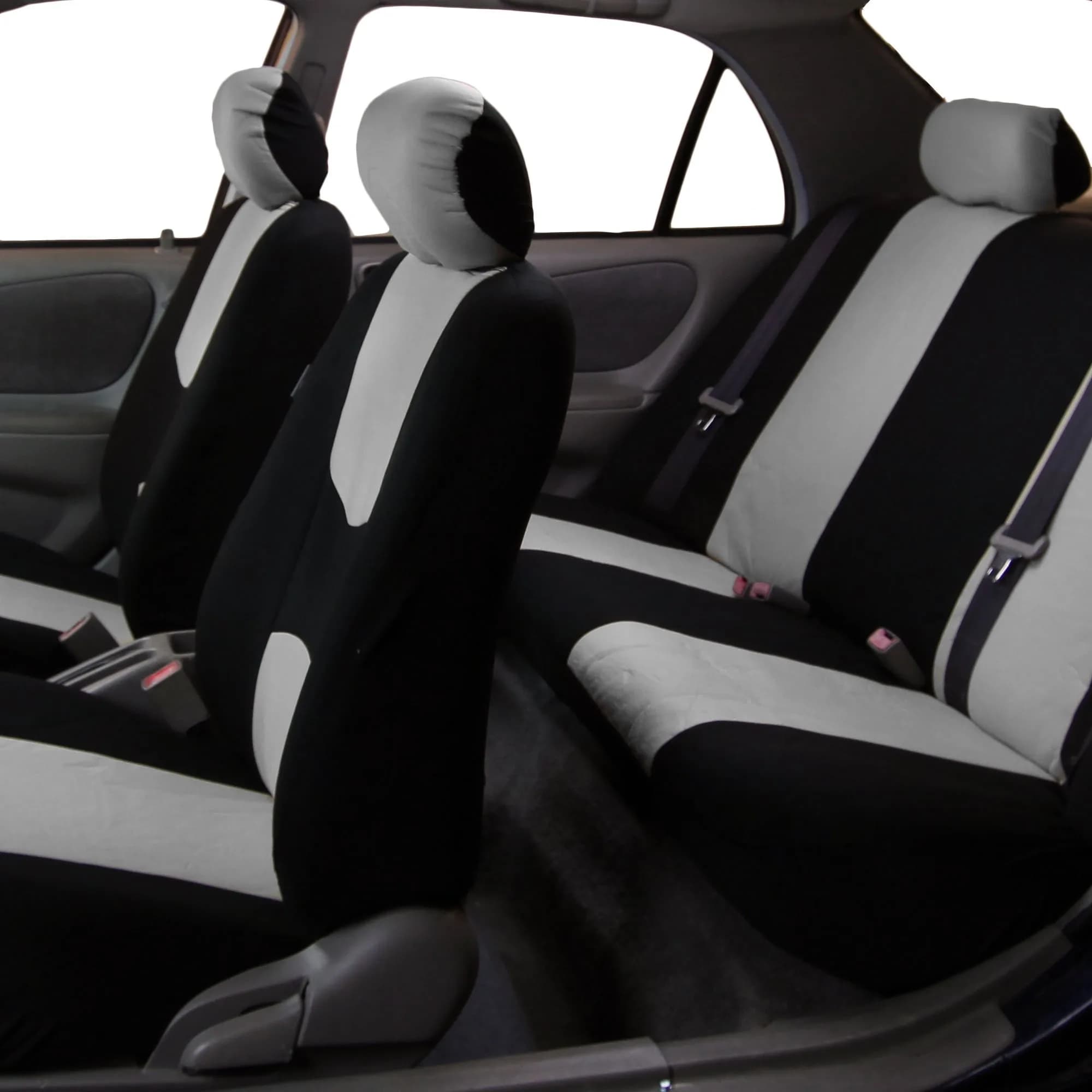 FH Group Gray Full Set Cloth Car Seat Covers | Universal Fit Automotive Seat Covers for SUV, Sedan, Van - view 3