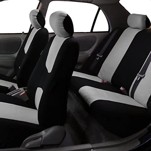 FH Group Gray Full Set Cloth Car Seat Covers | Universal Fit Automotive Seat Covers for SUV, Sedan, Van thumbnail 3
