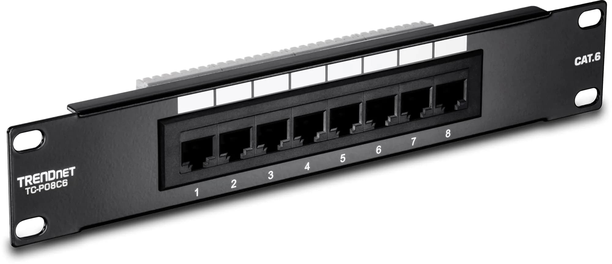TRENDnet 8-Port Cat6 Unshielded Patch Panel, TC-P08C6 | 250 MHz Gigabit Ethernet, 10 Inch Wide, Cat 6