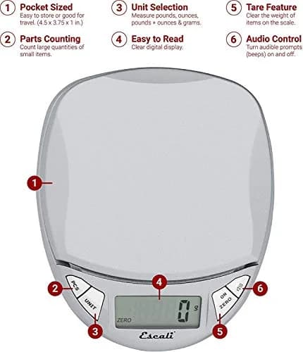 Escali Pico N115S Digital Kitchen & Office Scale 11lb | Compact, Tare, LCD Display thumbnail 2