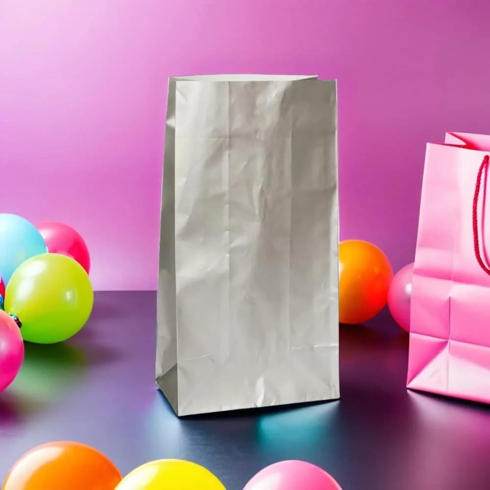Unique Sparkling Silver Metallic Paper Party Bags 10 Count (Pack of 1) | Premium Eco-Friendly Gift Bags for Celebrations - view 3