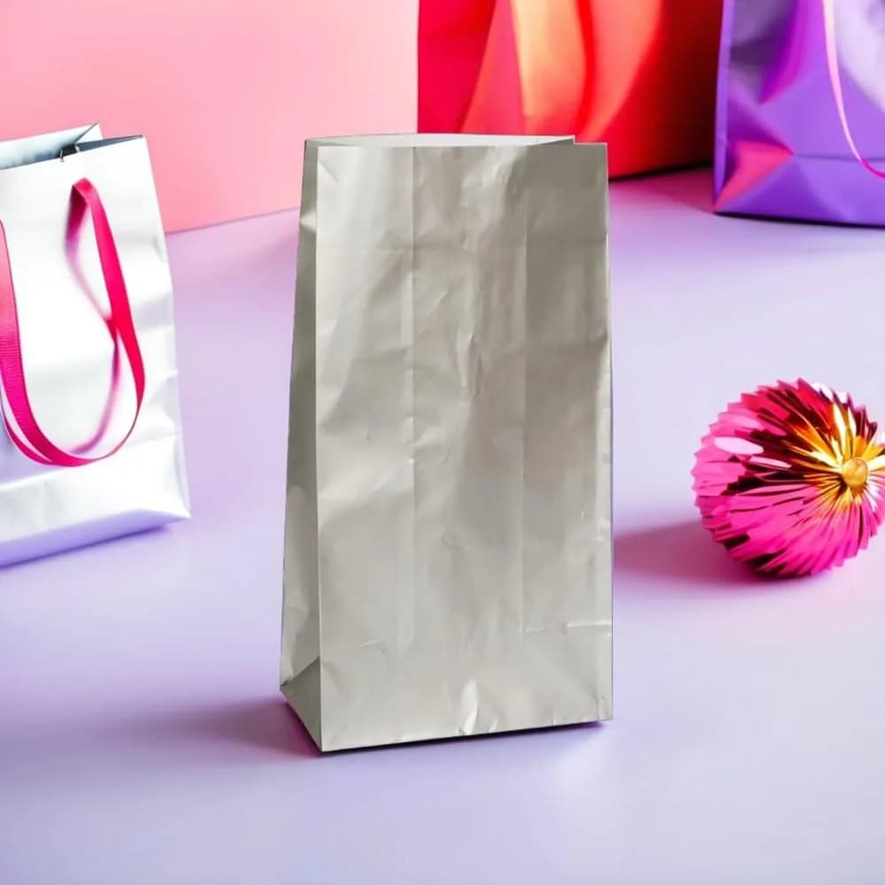 Unique Sparkling Silver Metallic Paper Party Bags 10 Count (Pack of 1) | Premium Eco-Friendly Gift Bags for Celebrations - view 4
