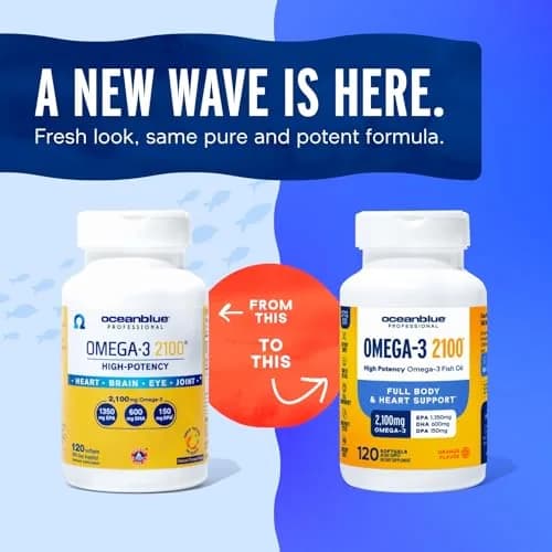 Oceanblue Professional Omega-3 2100 Softgels | 120 Count, High Potency, Omega-3 Fish Oil Supplement thumbnail 2