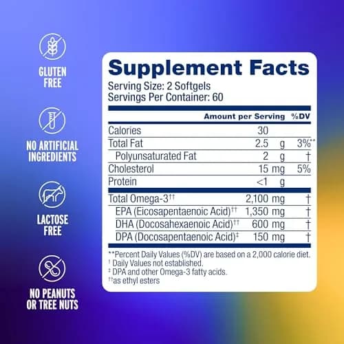 Oceanblue Professional Omega-3 2100 Softgels | 120 Count, High Potency, Omega-3 Fish Oil Supplement thumbnail 3