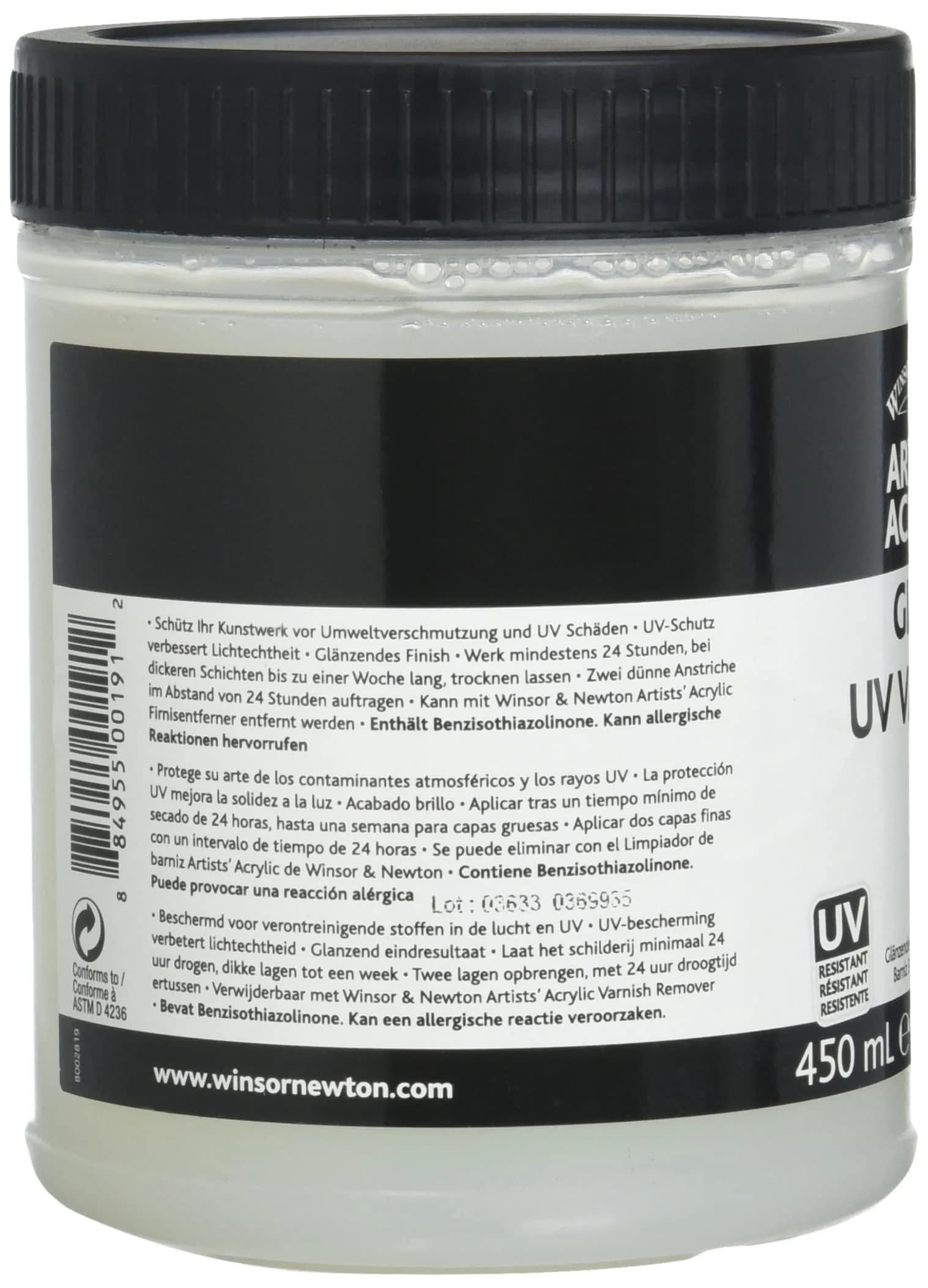 Winsor & Newton Professional Acrylic Gloss UV Varnish 450ml (15.2 Fl Oz) | Protects Art from UV & Pollutants - view 3