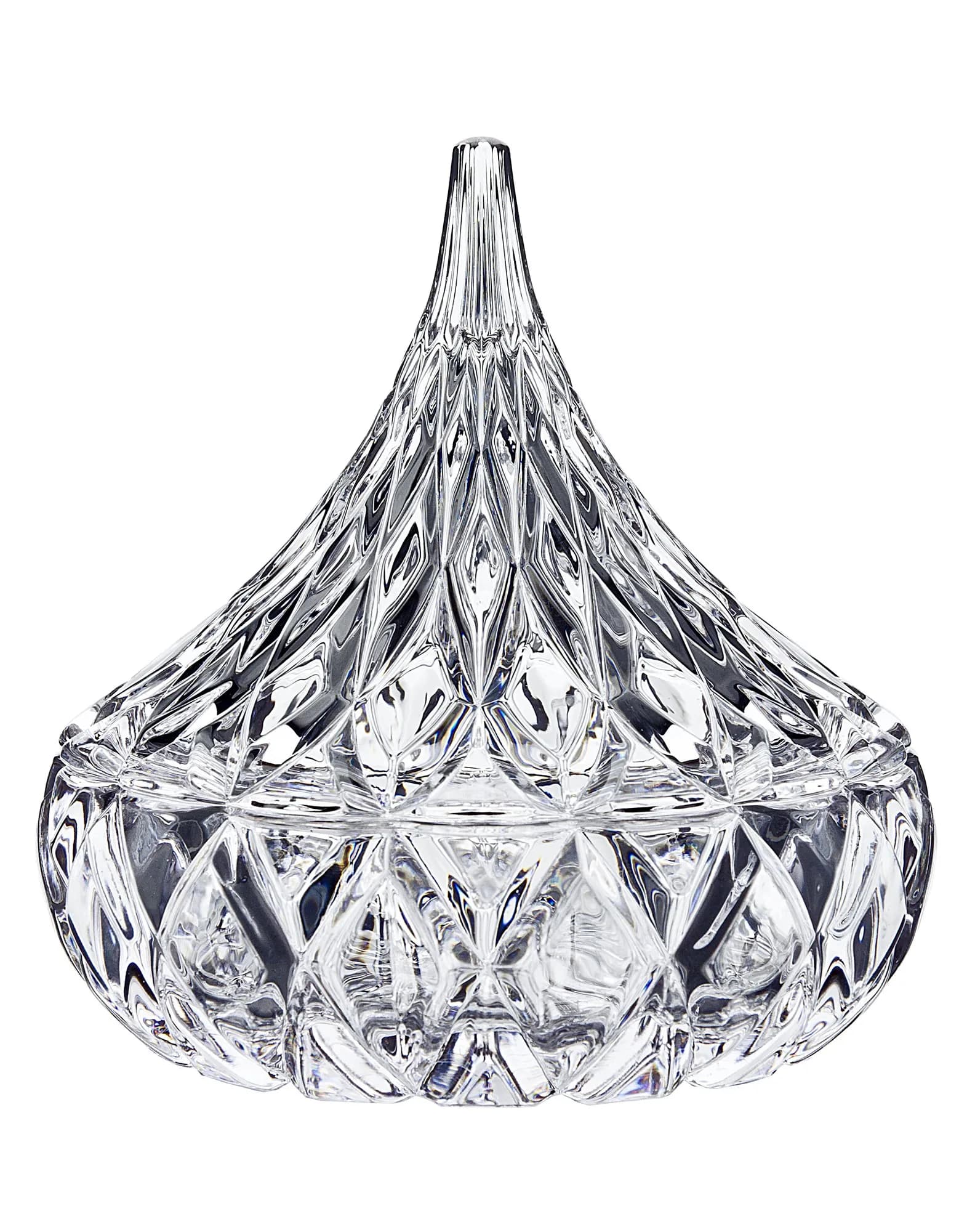 Godinger Hershey Kiss Shaped Crystal Candy Dish with Lid | 5L (1.69 Gallon) Capacity — Clear crystal