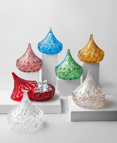 Godinger Hershey Kiss Shaped Crystal Candy Dish with Lid | 5L (1.69 Gallon) Capacity thumbnail 2