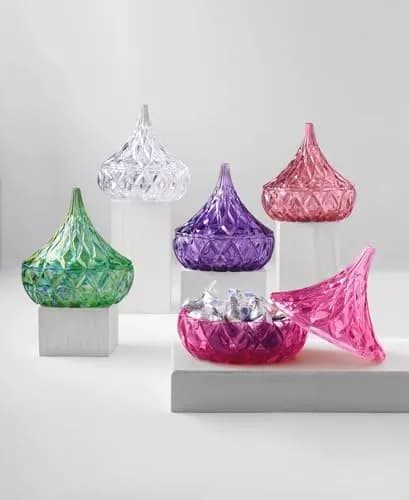 Godinger Hershey Kiss Shaped Crystal Candy Dish with Lid | 5L (1.69 Gallon) Capacity thumbnail 3