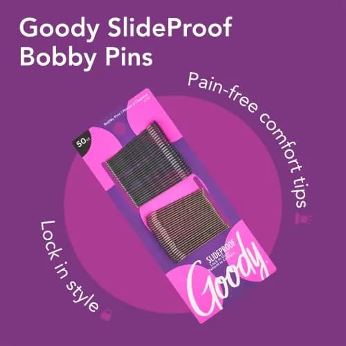 Goody Metallic Bobby Pins - 50 Count, Black | Secure & Painless Hairstyling for All Hair Types thumbnail 2