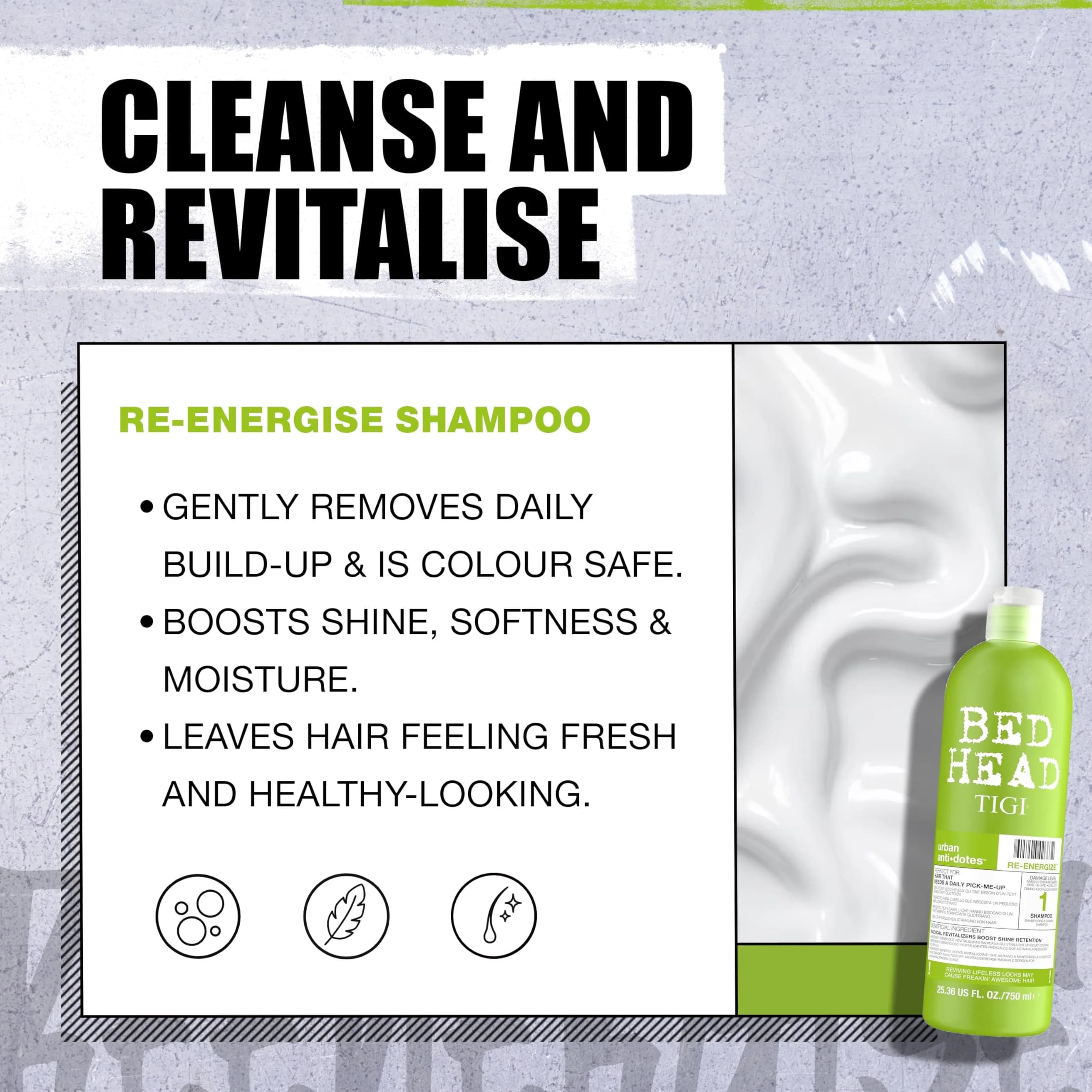 Bed Head by TIGI Urban Antidotes Re-Energize Shampoo and Conditioner Set, 750ml (25.36 fl oz) | Daily Hair Refresh for All Hair Types - view 4