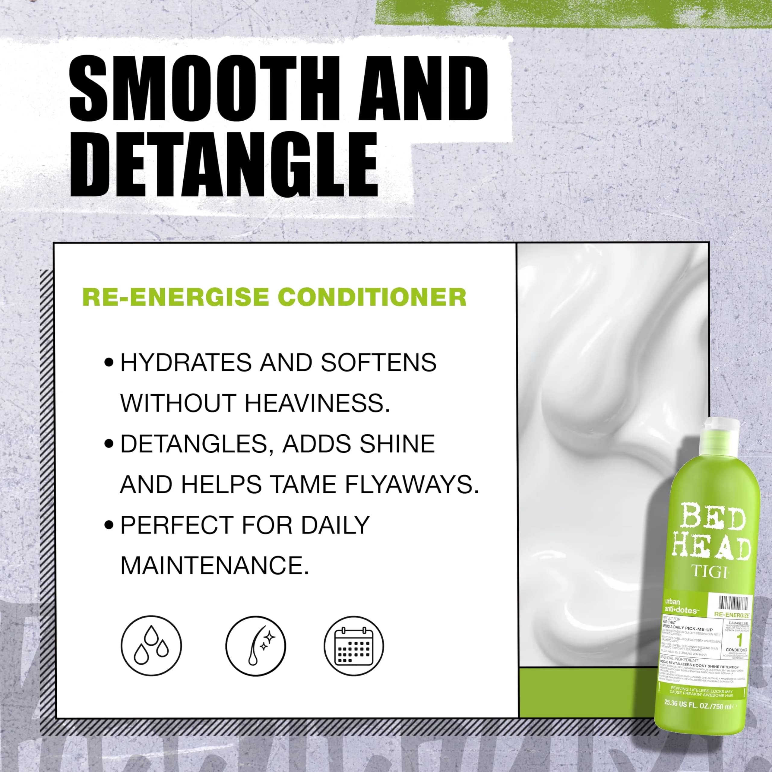 Bed Head by TIGI Urban Antidotes Re-Energize Shampoo and Conditioner Set, 750ml (25.36 fl oz) | Daily Hair Refresh for All Hair Types - view 5