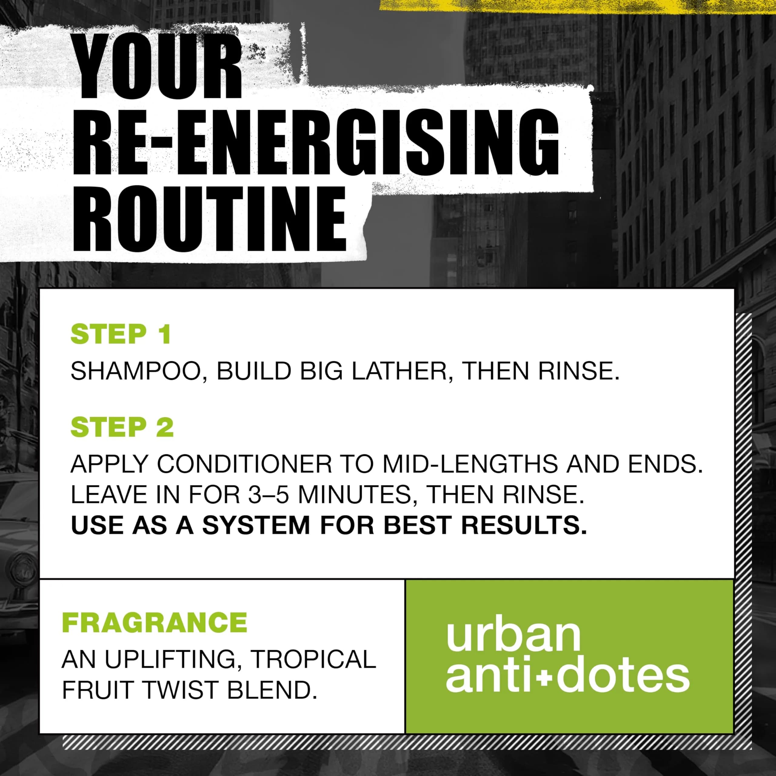 Bed Head by TIGI Urban Antidotes Re-Energize Shampoo and Conditioner Set, 750ml (25.36 fl oz) | Daily Hair Refresh for All Hair Types - view 6
