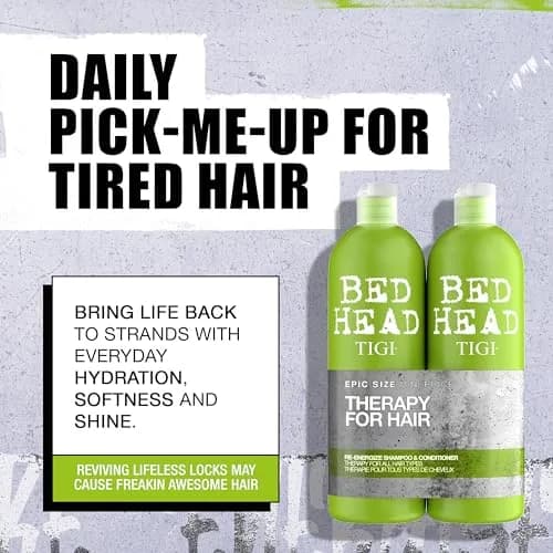 Bed Head by TIGI Urban Antidotes Re-Energize Shampoo and Conditioner Set, 750ml (25.36 fl oz) | Daily Hair Refresh for All Hair Types thumbnail 2