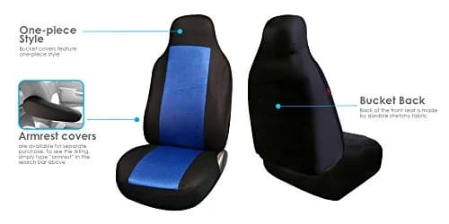FH Group Blue High Back Cloth Car Seat Covers - Universal Fit Front Seats, Polyester, Waterproof, Washer Friendly, for Cars, Trucks, SUVs | Waterproof & Washable thumbnail 3