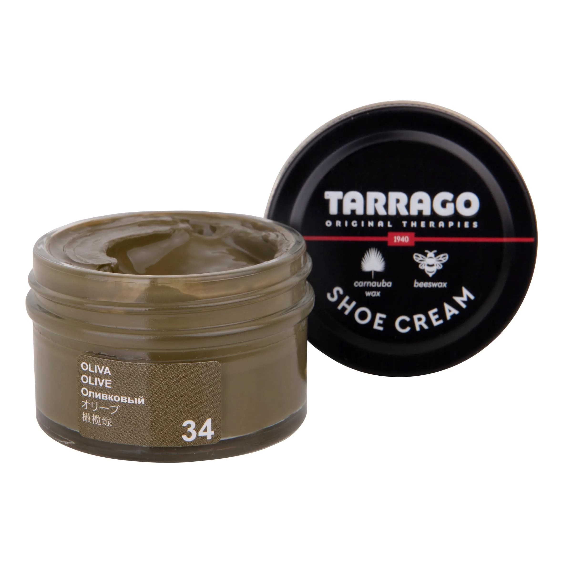 Tarrago Shoe Cream Professional Shoe Polish 50ml (1.7 Fl Oz) | Eco-Friendly Leather Conditioner for Boots, Purses, Furniture — Olive (34)