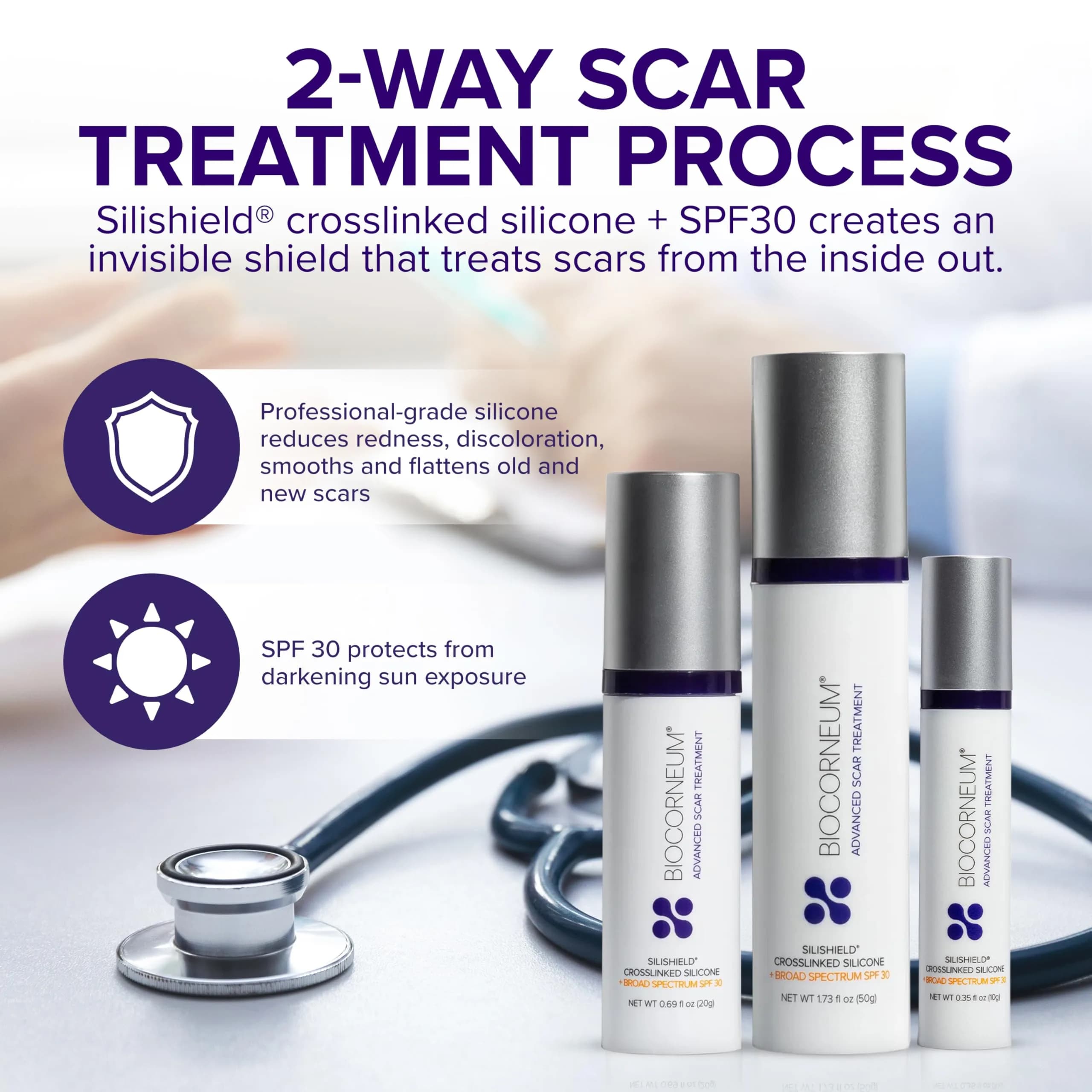 Biocorneum Advanced Scar Treatment with SPF 30 (20g / 0.7oz) | Medical Grade Silicone Gel for Surgical Scars - view 3