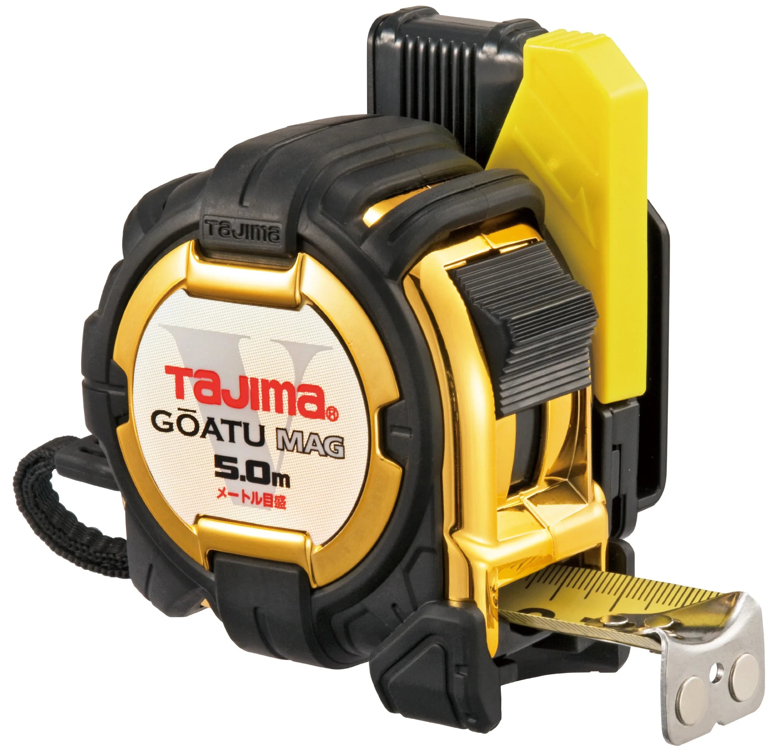 Tajima Tape Measure 5 m (16.4 ft) | 25 mm Wide, Shock Absorber, Claw & Nail Magnet (70-120c)