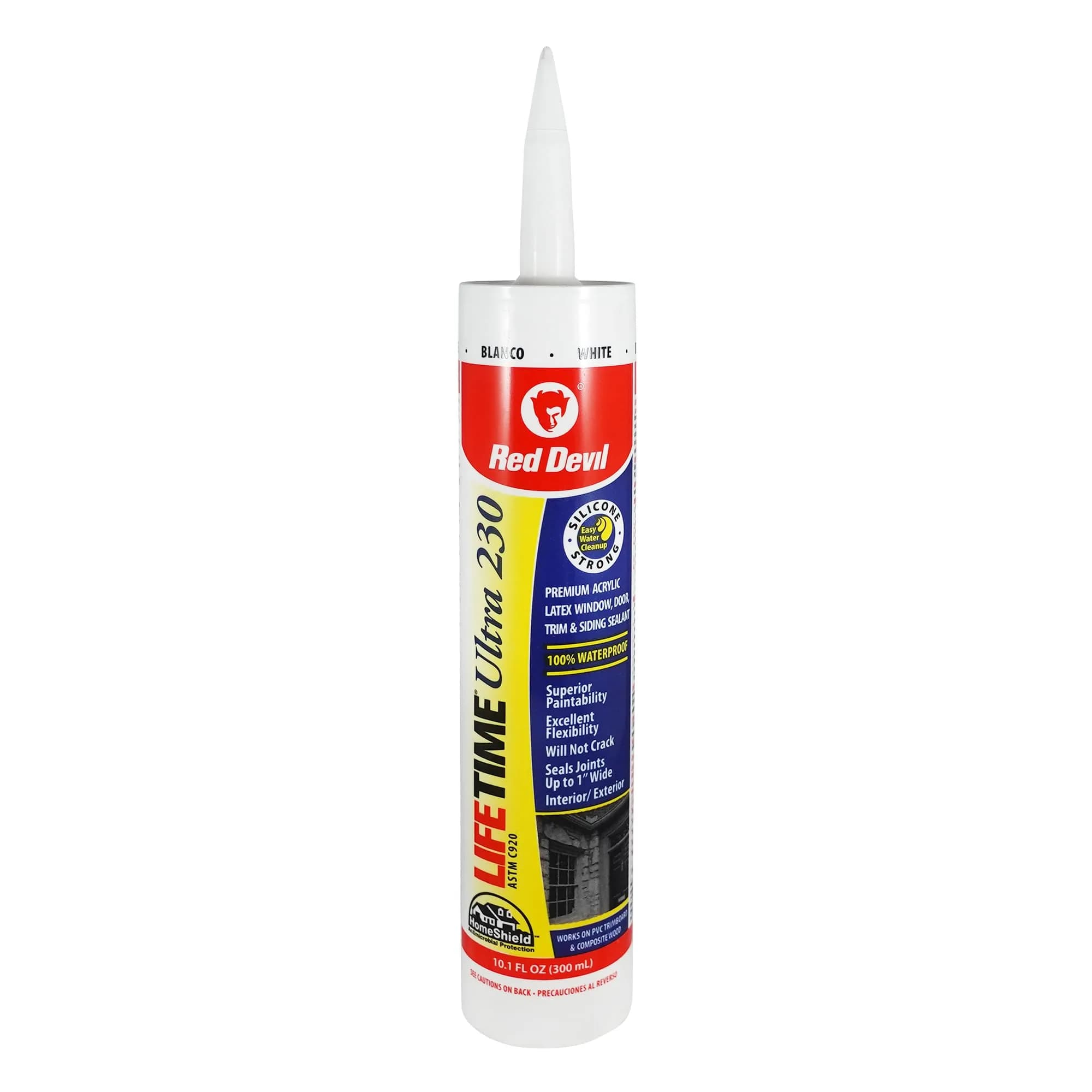 Red Devil Lifetime Ultra 230 Premium Elastomeric Acrylic Latex Sealant 298ml (10.1 Fl Oz) | Interior/Exterior Use — White