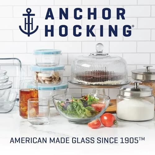 Anchor Hocking Batter Bowl 2 Quart Glass Mixing Bowl with Red Lid | Durable, Recyclable & Made in USA thumbnail 6