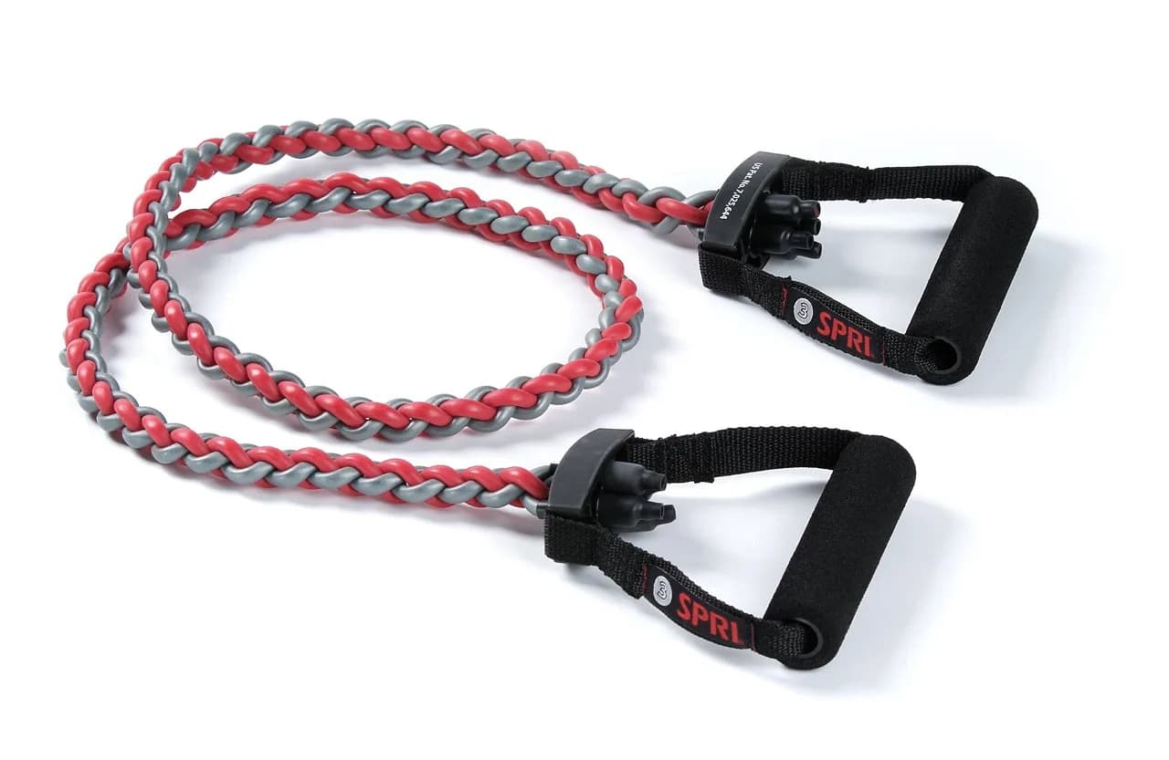 SPRI Braided Xertube Resistance Band (Medium - Red) | Full-Body Workout Tool with Durable Rubber & Handle