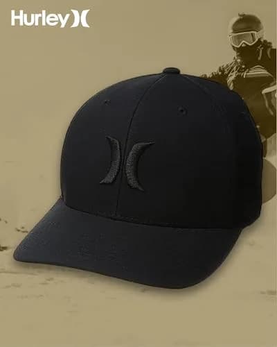 Hurley Men's One and Only Black Flexfit Hat | Fitted Baseball Cap for Men in Large-X-Large thumbnail 11