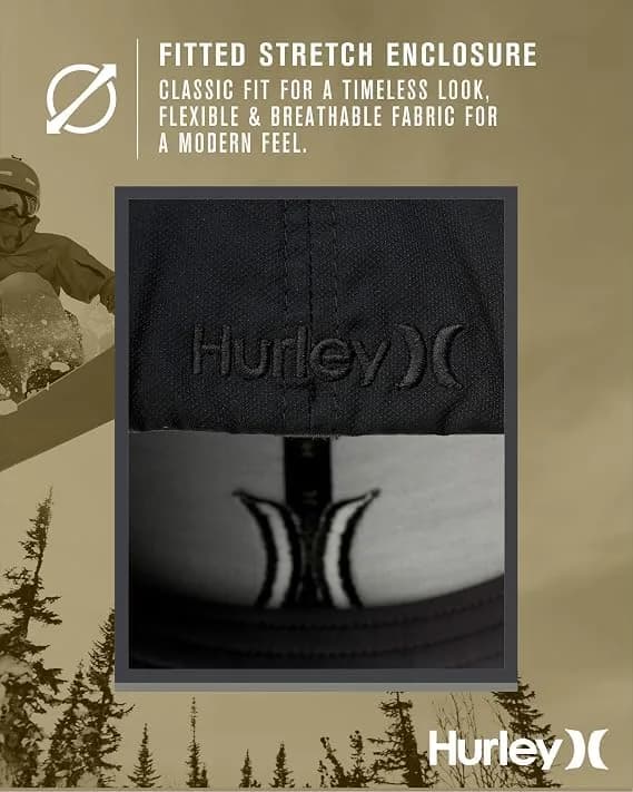 Hurley Men's One and Only Black Flexfit Hat | Fitted Baseball Cap for Men in Large-X-Large thumbnail 8