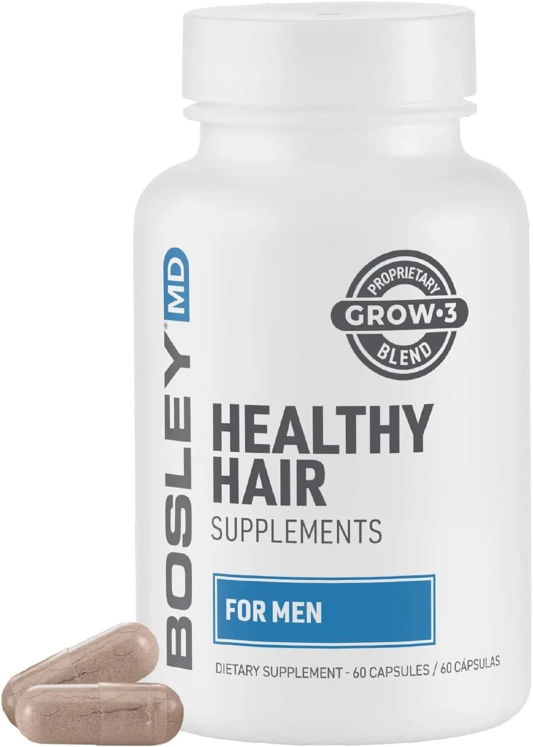 BosleyMD Men’s Healthy Hair Growth Supplements – DHT-Blocking Botanicals with Biotin, Niacin, Zinc & Pumpkin Seed, 60 Capsules | Supports Thicker, Fuller Hair
