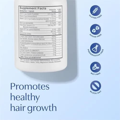 BosleyMD Men’s Healthy Hair Growth Supplements – DHT-Blocking Botanicals with Biotin, Niacin, Zinc & Pumpkin Seed, 60 Capsules | Supports Thicker, Fuller Hair thumbnail 4