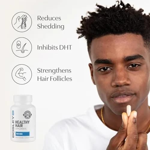 BosleyMD Men’s Healthy Hair Growth Supplements – DHT-Blocking Botanicals with Biotin, Niacin, Zinc & Pumpkin Seed, 60 Capsules | Supports Thicker, Fuller Hair thumbnail 2