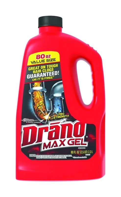 Drano Max Gel Drain Clog Remover 2366 ml (80 Fl Oz) | Powerful Formula for Tough Clogs