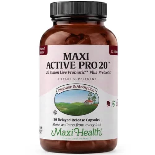 Maxi Health Probiotics 20 Billion CFU with Prebiotics | 30 Capsules | Supports Digestive & Gut Health thumbnail 1