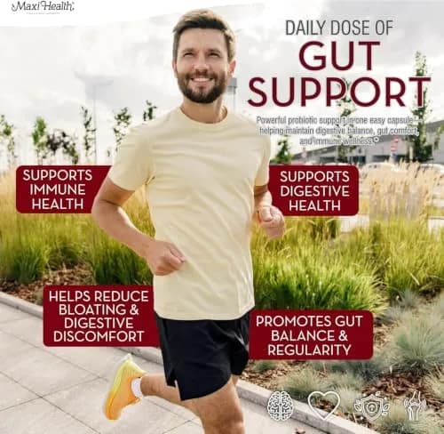 Maxi Health Probiotics 20 Billion CFU with Prebiotics | 30 Capsules | Supports Digestive & Gut Health thumbnail 4