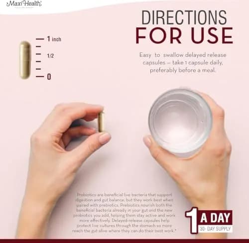 Maxi Health Probiotics 20 Billion CFU with Prebiotics | 30 Capsules | Supports Digestive & Gut Health thumbnail 5