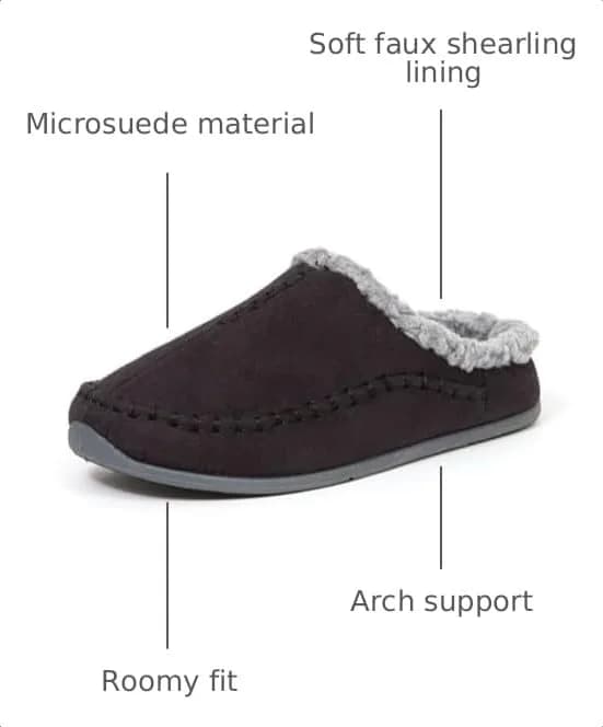 Deer Stags Unisex Nordic Microsuede Slipper / Black / Men's 7 US / Medium | Cozy Indoor-Outdoor Comfort with SUPRO Padding thumbnail 4