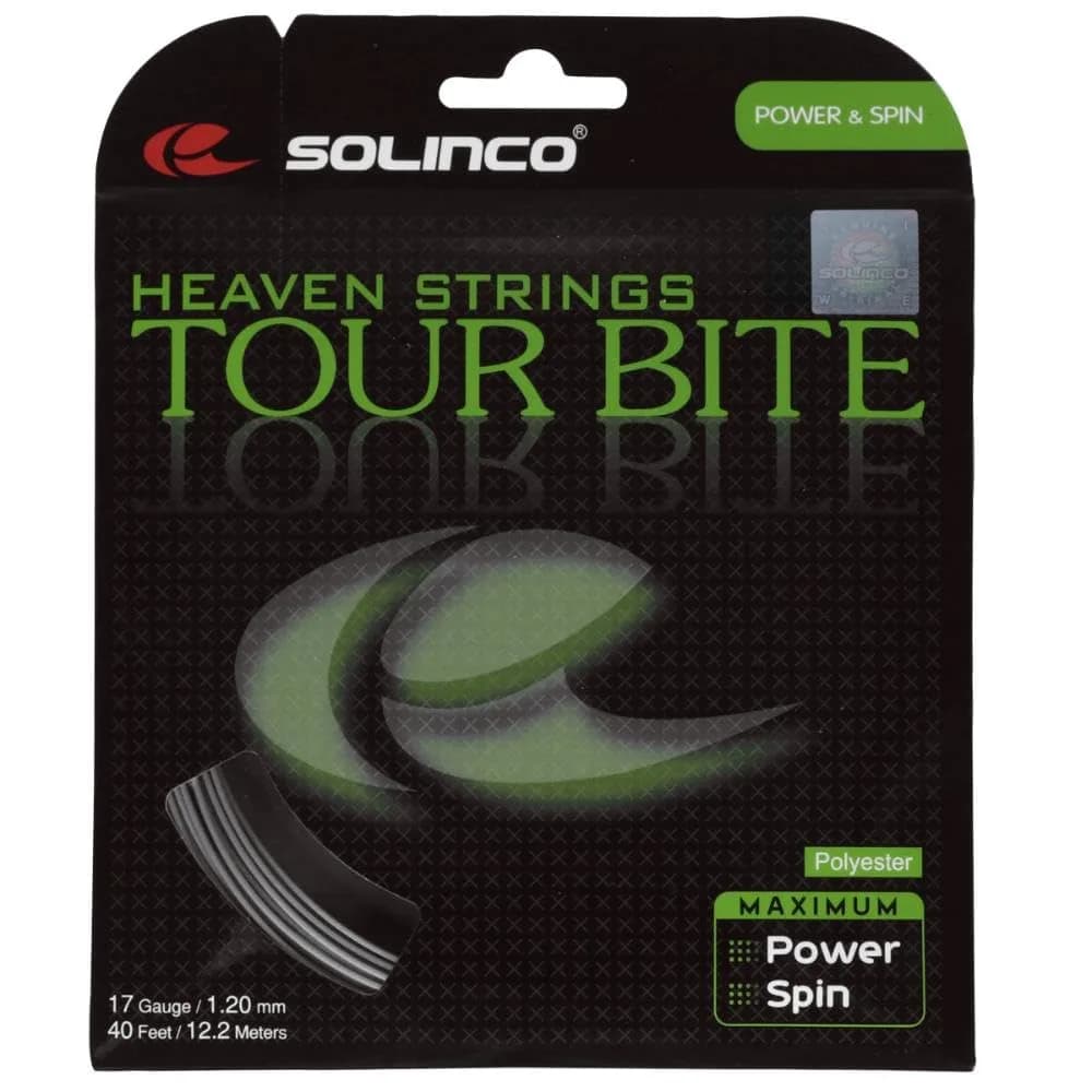 Solinco Tour Bite Tennis String Set 1.30mm (40 ft / 12.2m) | High Spin & Power Co-Polyester — Grey
