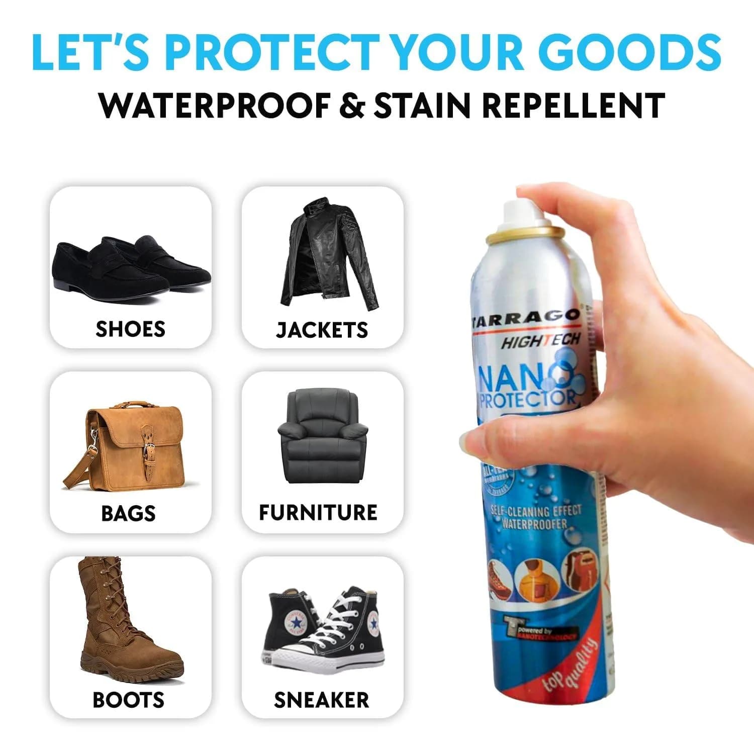 Tarrago Nano Shoe Protector Spray 250ml (8.5 Fl Oz) | Waterproof & Stain Repellent for All Materials - view 5