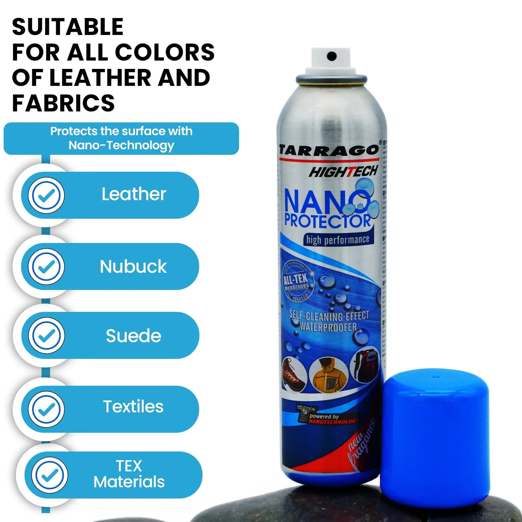 Tarrago Nano Shoe Protector Spray 250ml (8.5 Fl Oz) | Waterproof & Stain Repellent for All Materials - view 2