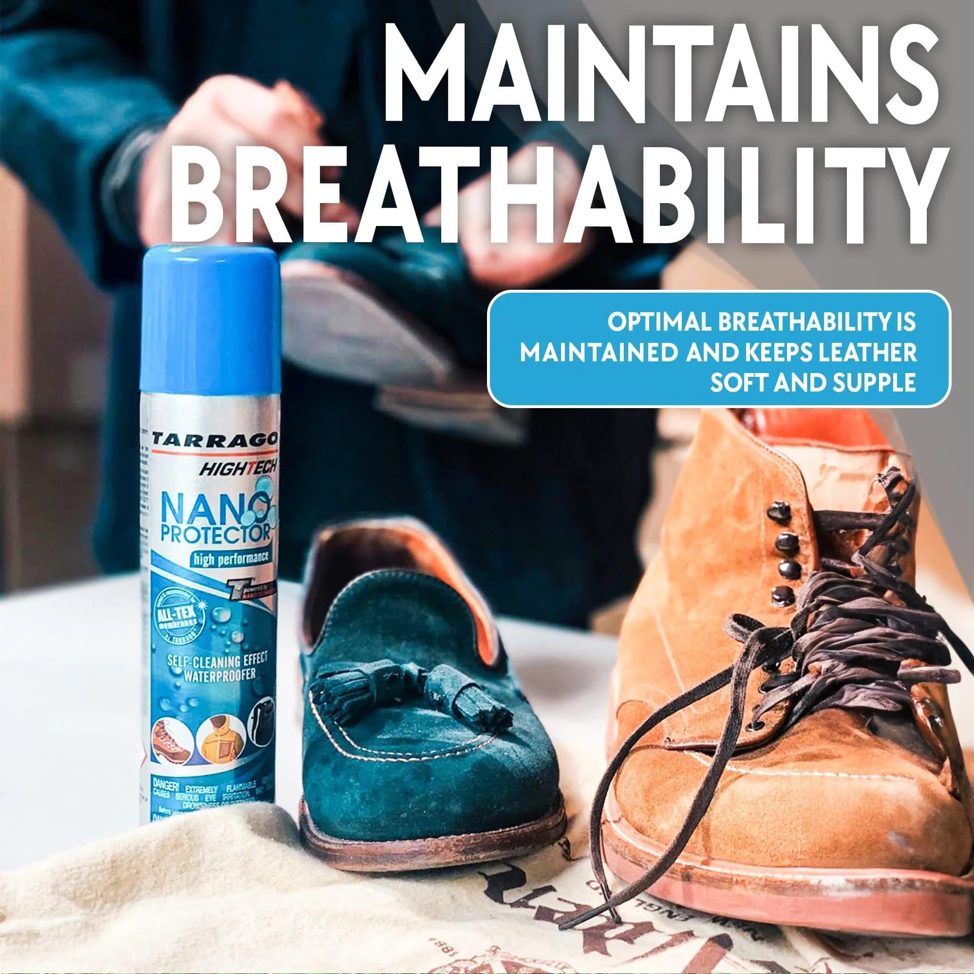 Tarrago Nano Shoe Protector Spray 250ml (8.5 Fl Oz) | Waterproof & Stain Repellent for All Materials - view 3