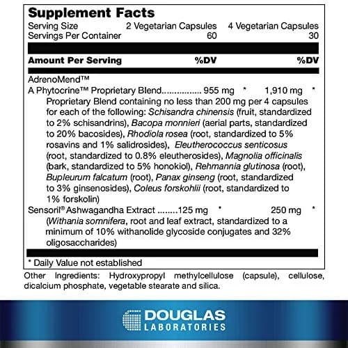Douglas Laboratories AdrenoMend - Rhodiola Herbal Supplement - Adrenal Support - with Ashwagandha, Bacopa Monnieri, & Other Adaptogens - Non-GMO - 120 Vegetarian Capsules | Stress & Adrenal Support thumbnail 2