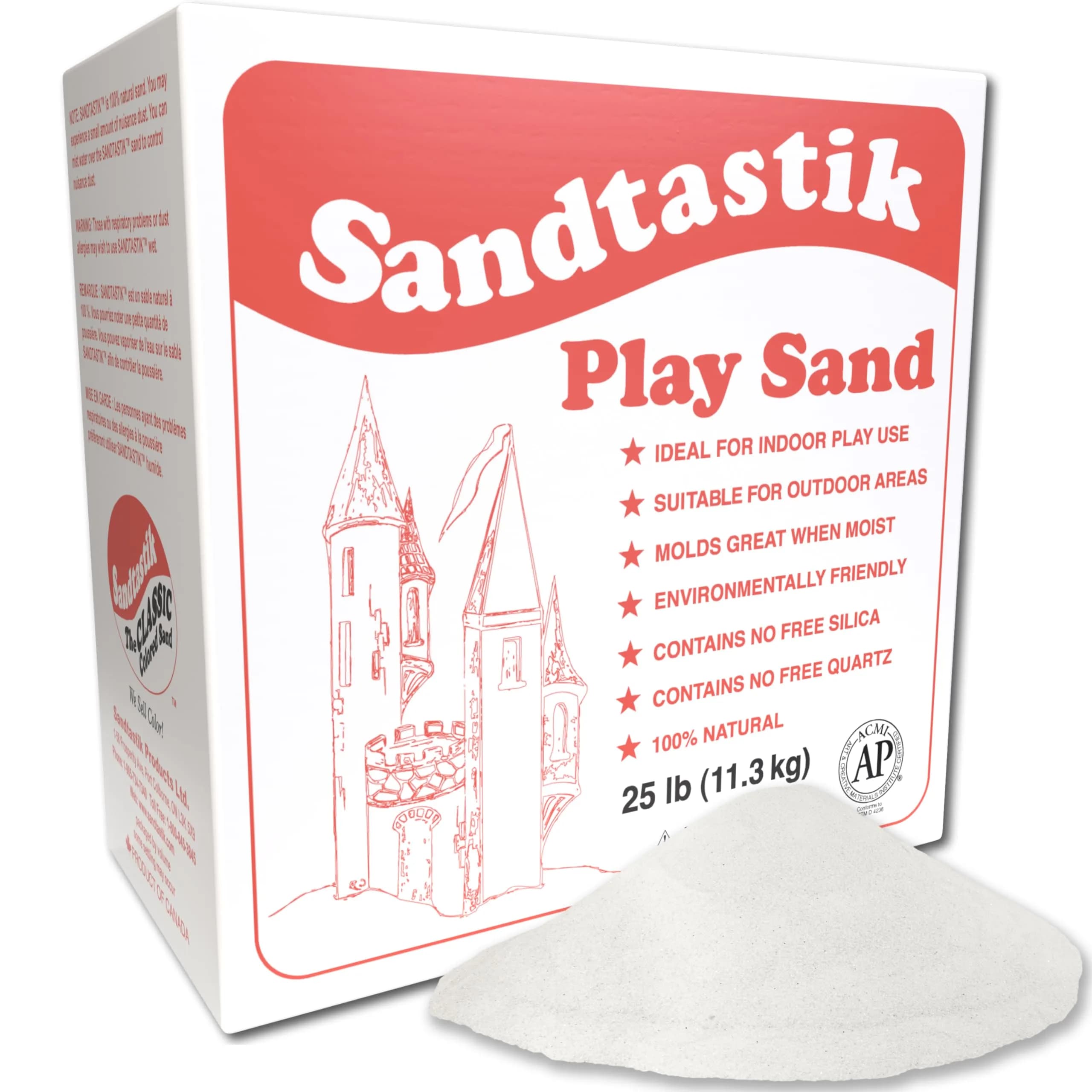 Sandtastik Sparkling White Play Sand, 25 lb (11.3 kg) | Natural, Non-Toxic Indoor & Outdoor Use