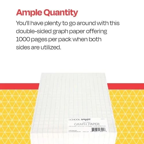 School Smart Double Sided Graph Paper 8-1/2 x 11 Inches | 1/2 Inch Rule, White, Pack of 500 thumbnail 6