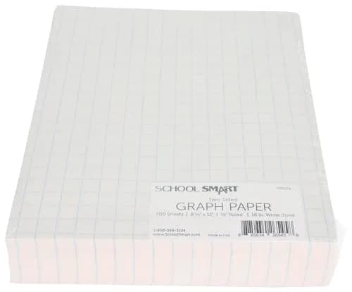School Smart Double Sided Graph Paper 8-1/2 x 11 Inches | 1/2 Inch Rule, White, Pack of 500 thumbnail 3
