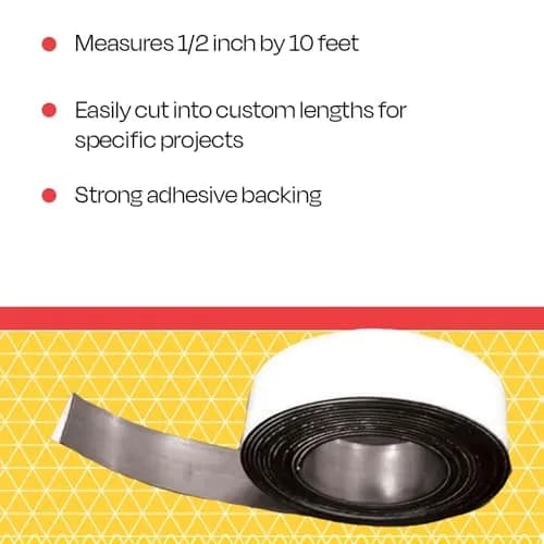 School Smart Magnetic Rubber Strip 1/2 in x 10 ft | Adhesive Backed Magnetic Tape for Surfaces thumbnail 3