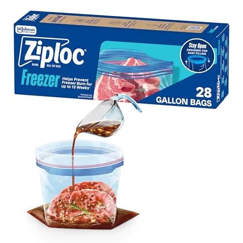 Ziploc Gallon Food Storage Freezer Bags, Stand-Up Bottom, Easy to Fill, 28 Count | Protects Food from Freezer Burn for 12 Weeks thumbnail 1