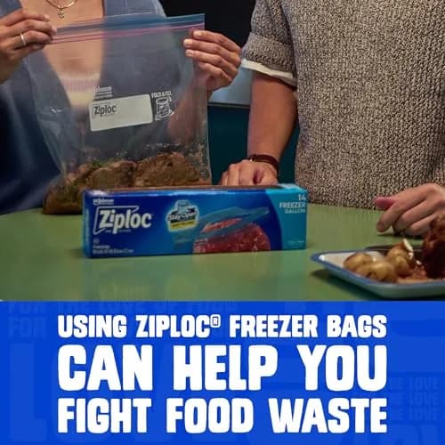 Ziploc Gallon Food Storage Freezer Bags, Stand-Up Bottom, Easy to Fill, 28 Count | Protects Food from Freezer Burn for 12 Weeks thumbnail 5